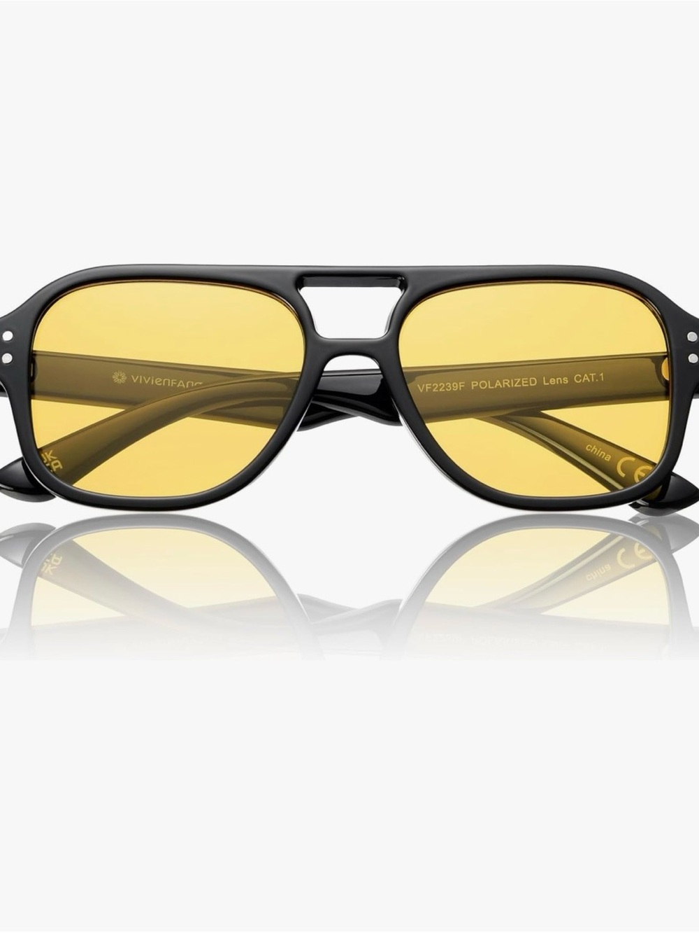 VivienFarrar Polarized Aviator Sunglasses - Yellow Lenses